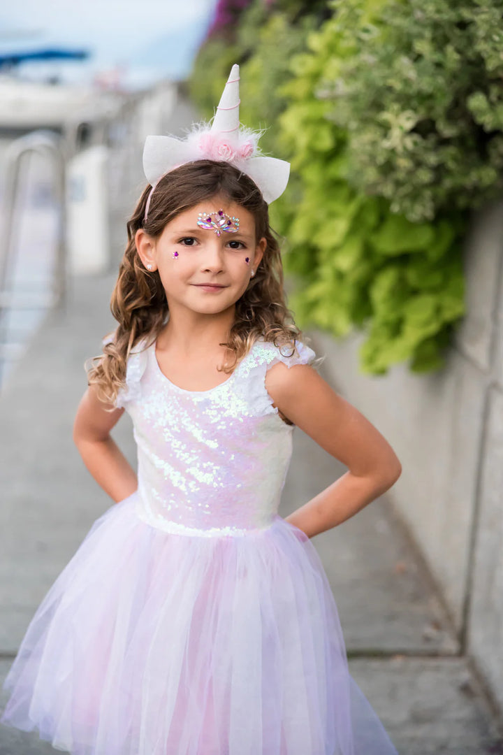 Dreamy Unicorn Dress & Headband - Iridescent Pink | Great Pretenders