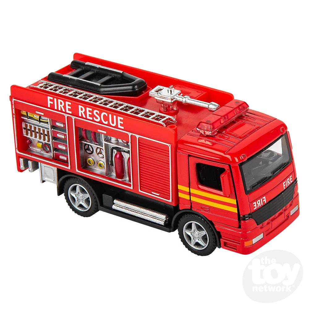 5" Die-Cast Pull Back Fire Engine Rescue