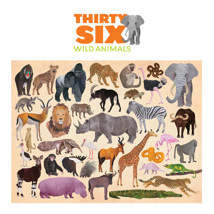 100-Piece Puzzle - 36 Wild Animals | Crocodile Creek