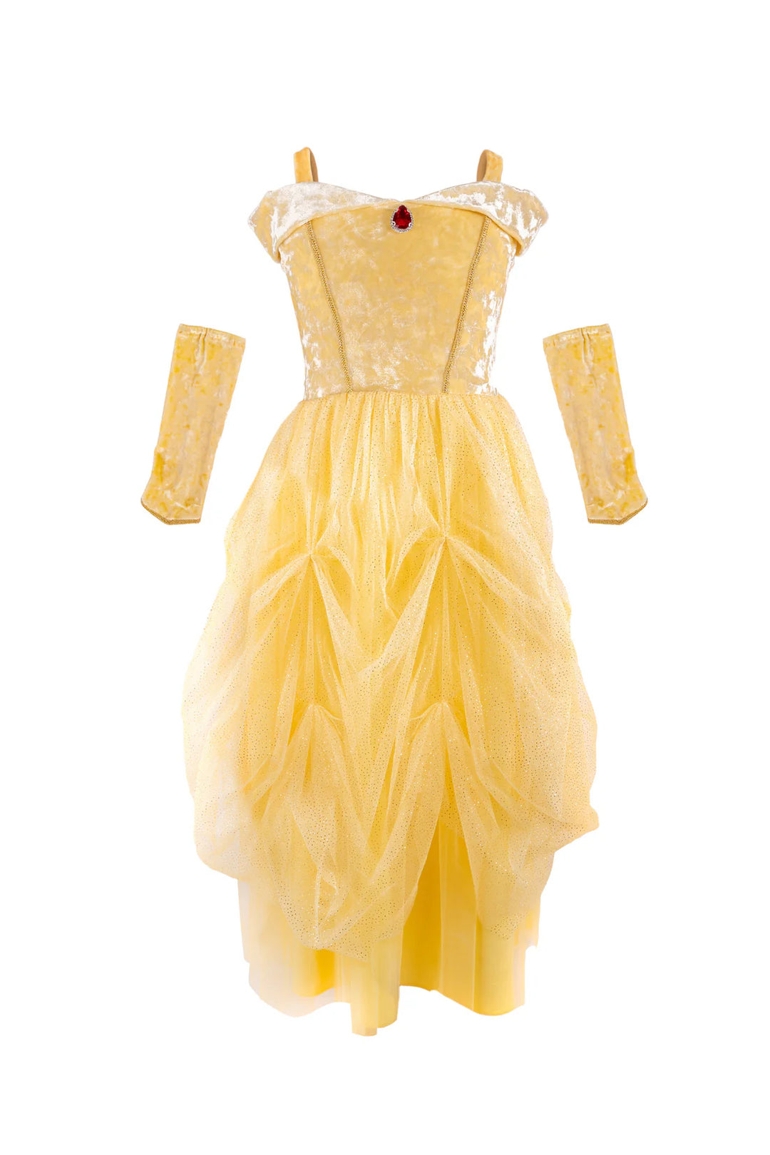 Velvety Soft Yellow Princess Gown with Arm Warmers | Great Pretenders