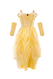 Velvety Soft Yellow Princess Gown with Arm Warmers | Great Pretenders