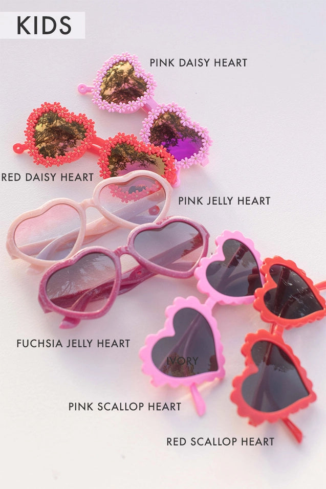 Valentine's Kids Pink Scalloped Heart Sunglasses