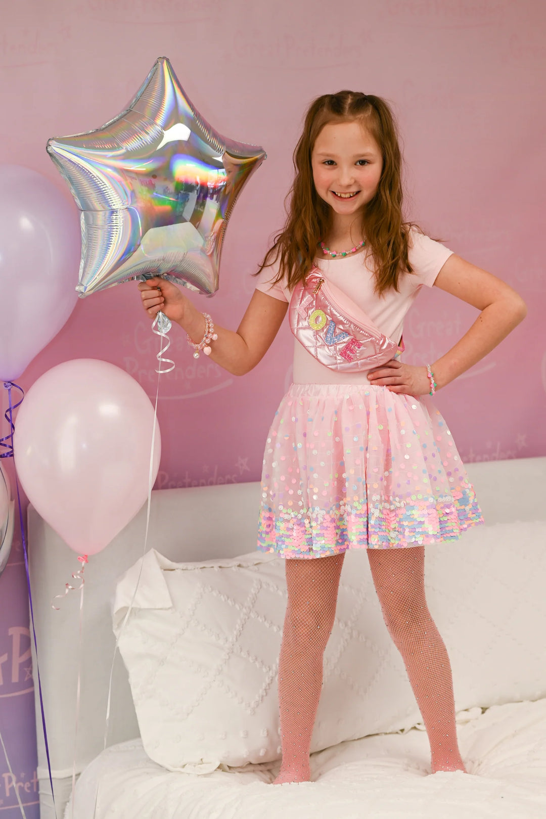 Neon Pink Party Fun Sequins Skirt | Great Pretenders