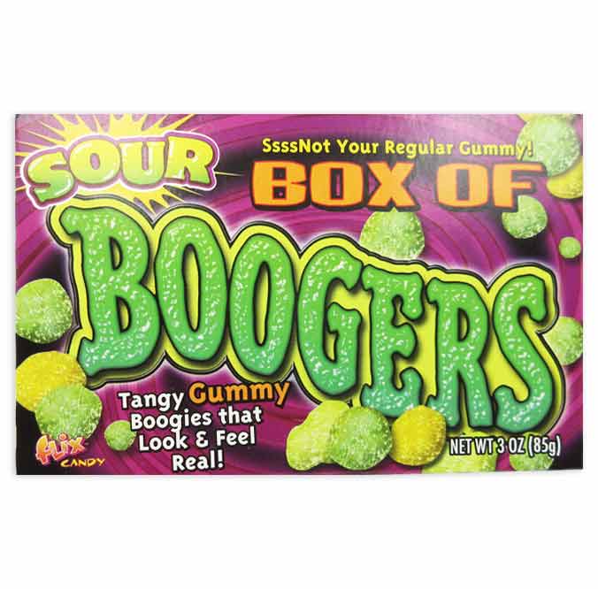 theater style box of sour booger candy