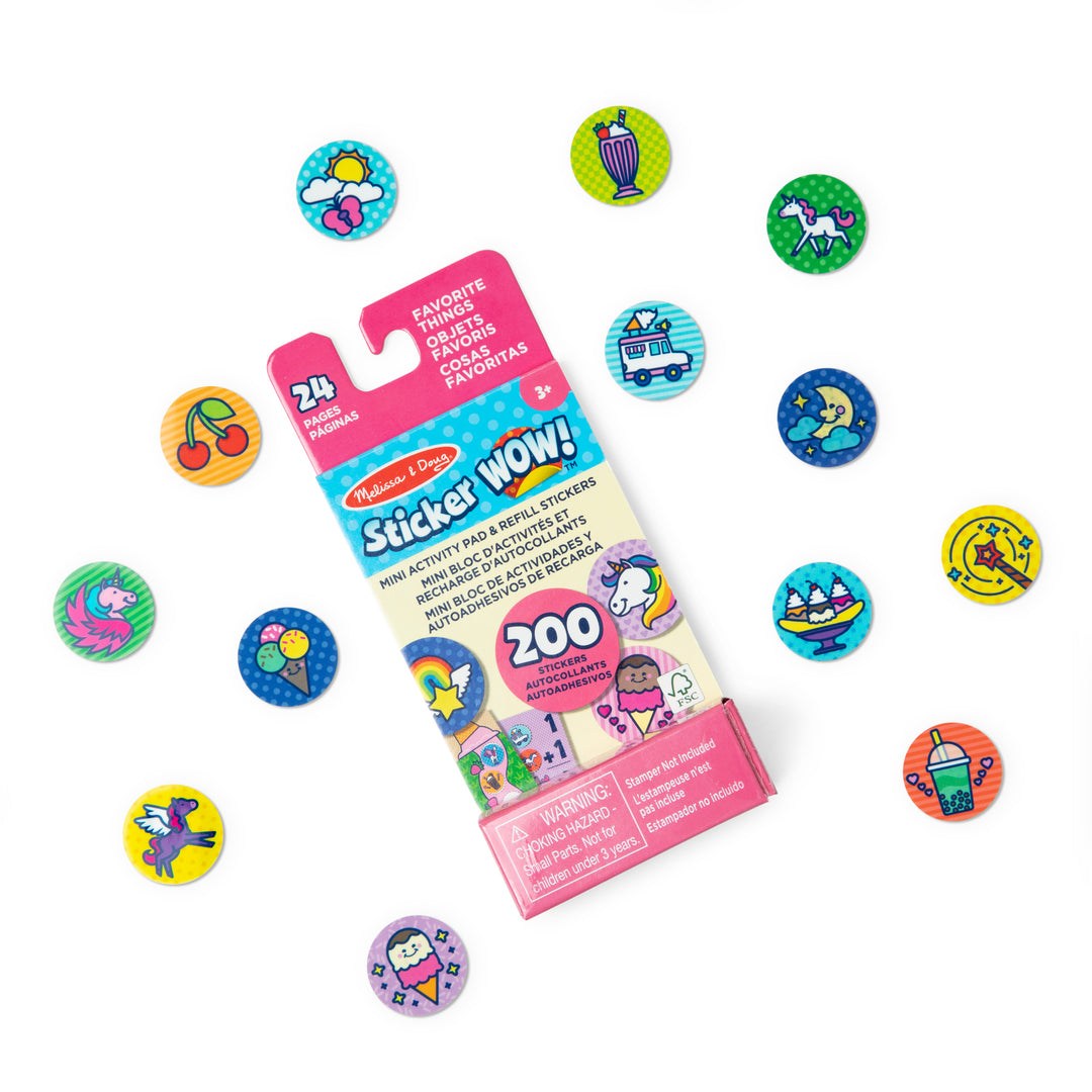 Sticker WOW!® Mini Activity Pad with Refill Stickers - Favorite Things | Melissa & Doug