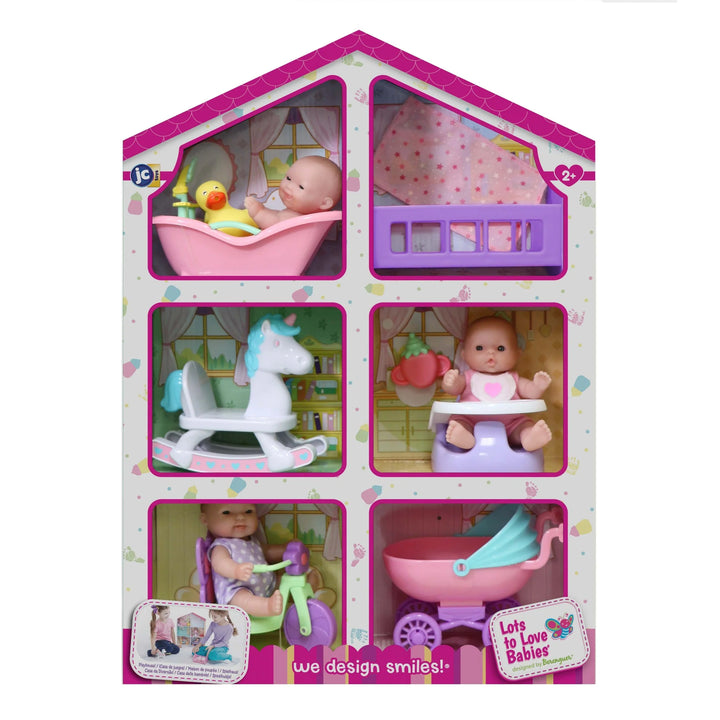 Lots to Love Babies - 5" All Vinyl Dolls in Play House with Assorted Accessories | JC Toys - LOCAL PICK UP ONLY