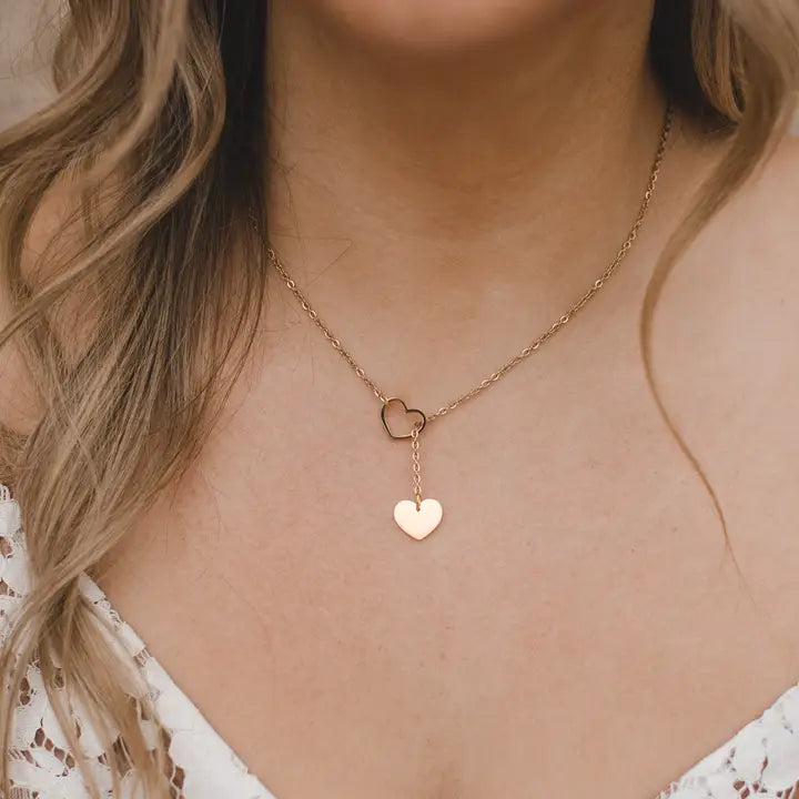 18K Gold Plated Heart Y Necklace