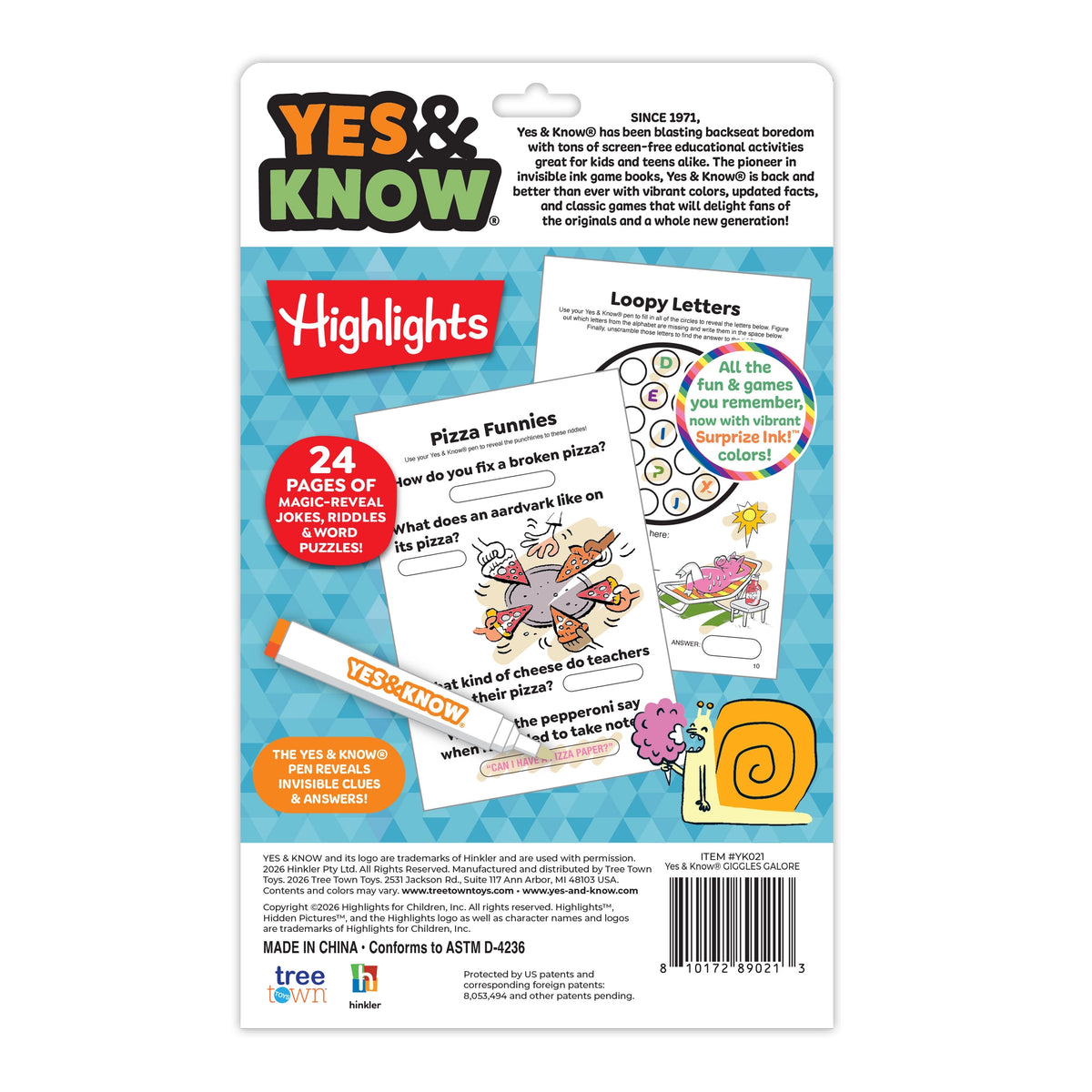 Yes & Know® Invisible Ink Trivia Game Books- Giggles Galore | Tree Town Toys