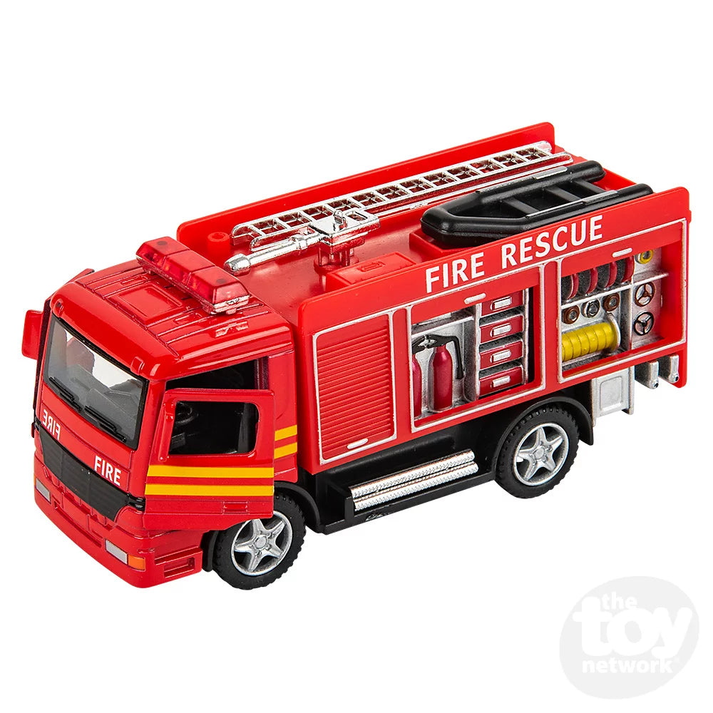 5" Die-Cast Pull Back Fire Engine Rescue