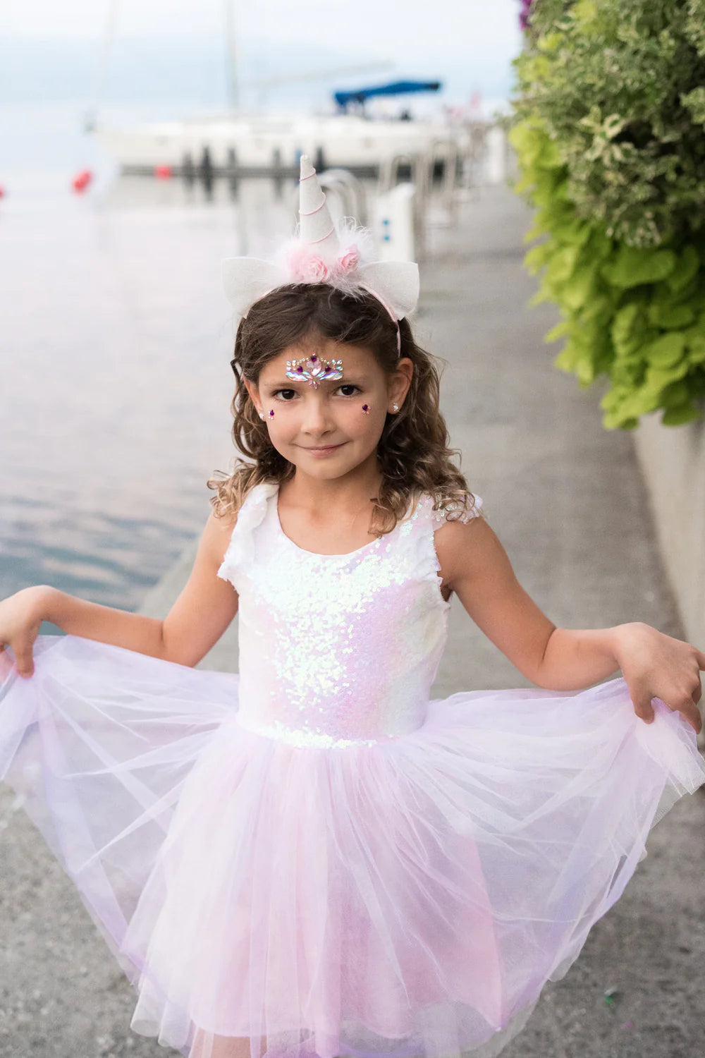 Dreamy Unicorn Dress & Headband - Iridescent Pink | Great Pretenders