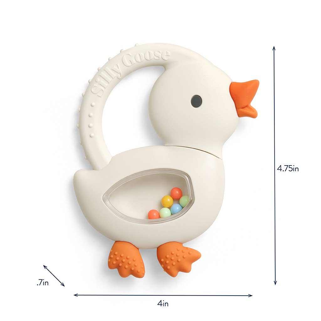 Bitzy Shake™ - Silicone Teether with Rattle - Goose