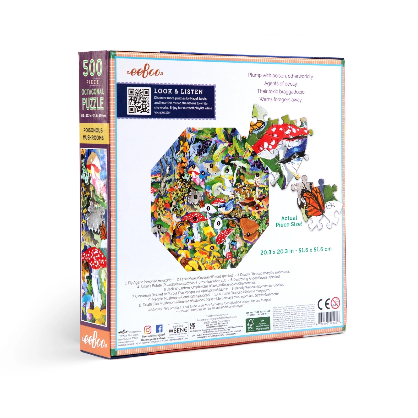 Poisonous Mushrooms 500 Piece Octagon Puzzle | eeBoo