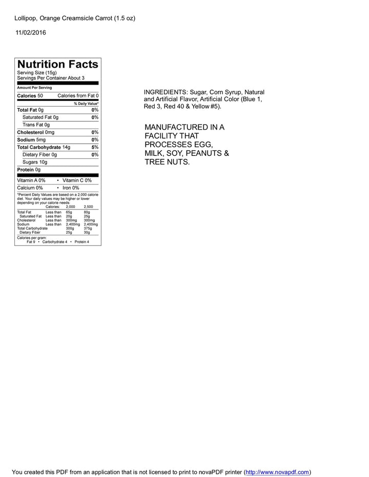 Carrot Lollipops - Orange Creamsicle | Hammond's Candies