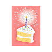 Candle in Slice of Birthday Cake Card