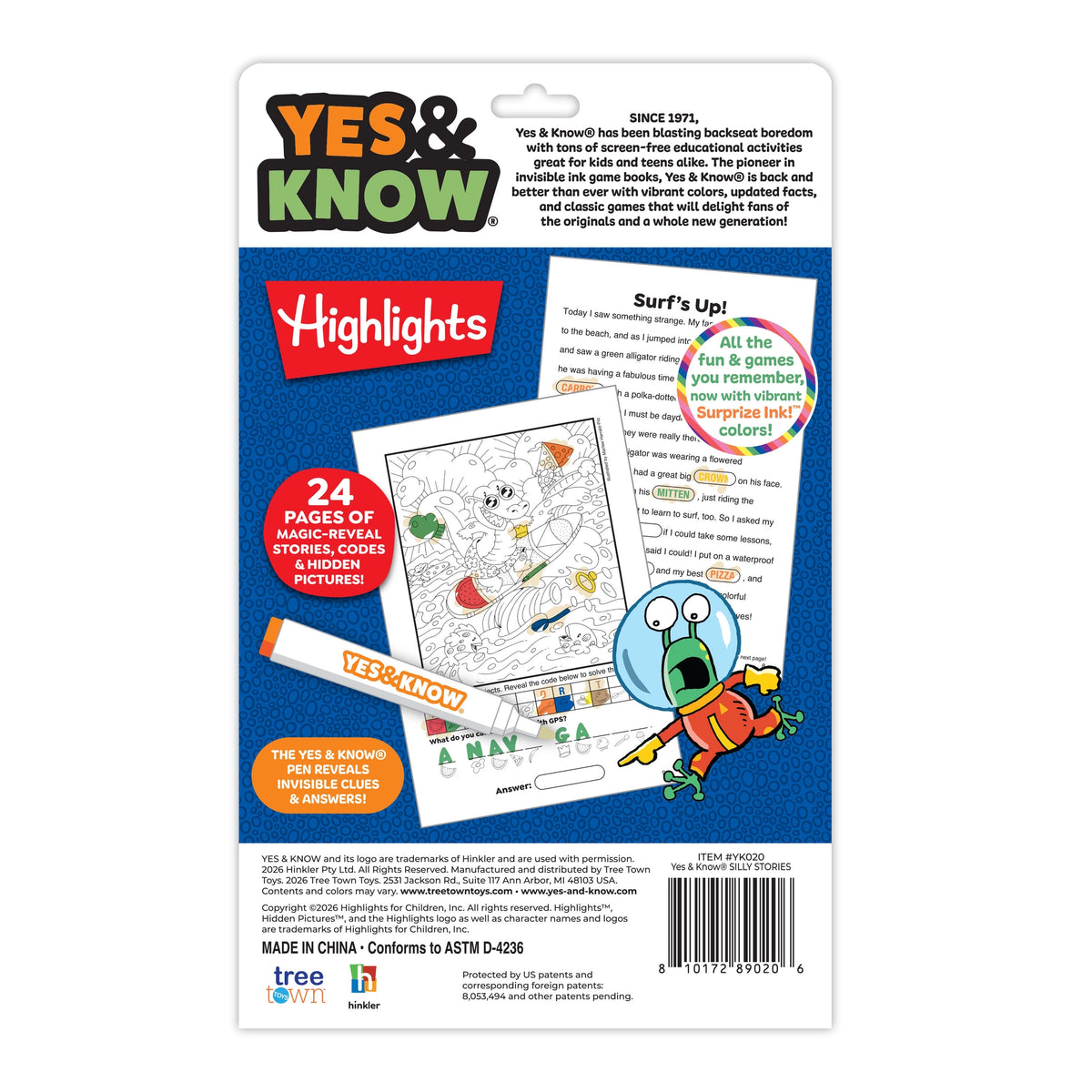 Yes & Know® Invisible Ink Trivia Game Books- Silly Stories | Tree Town Toys