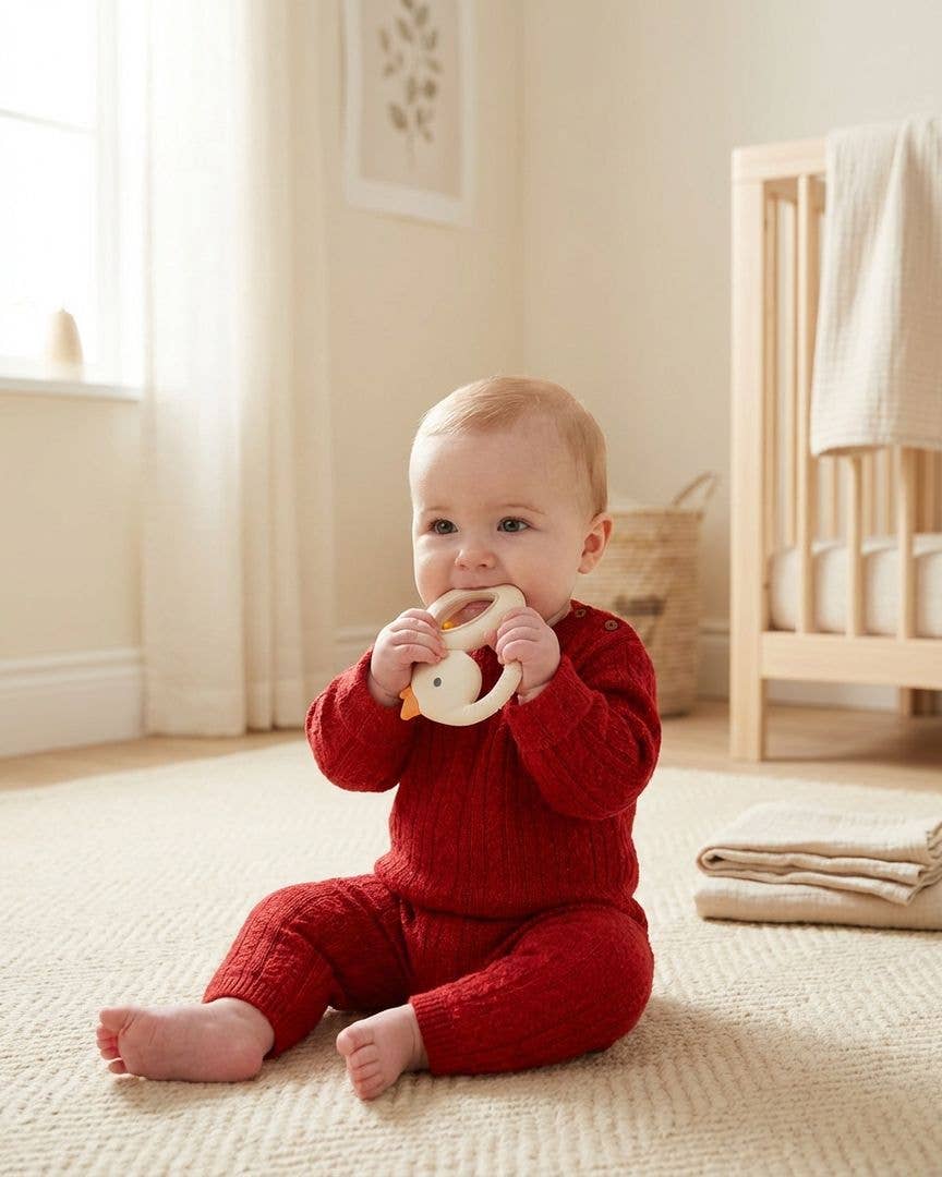Bitzy Shake™ - Silicone Teether with Rattle - Goose