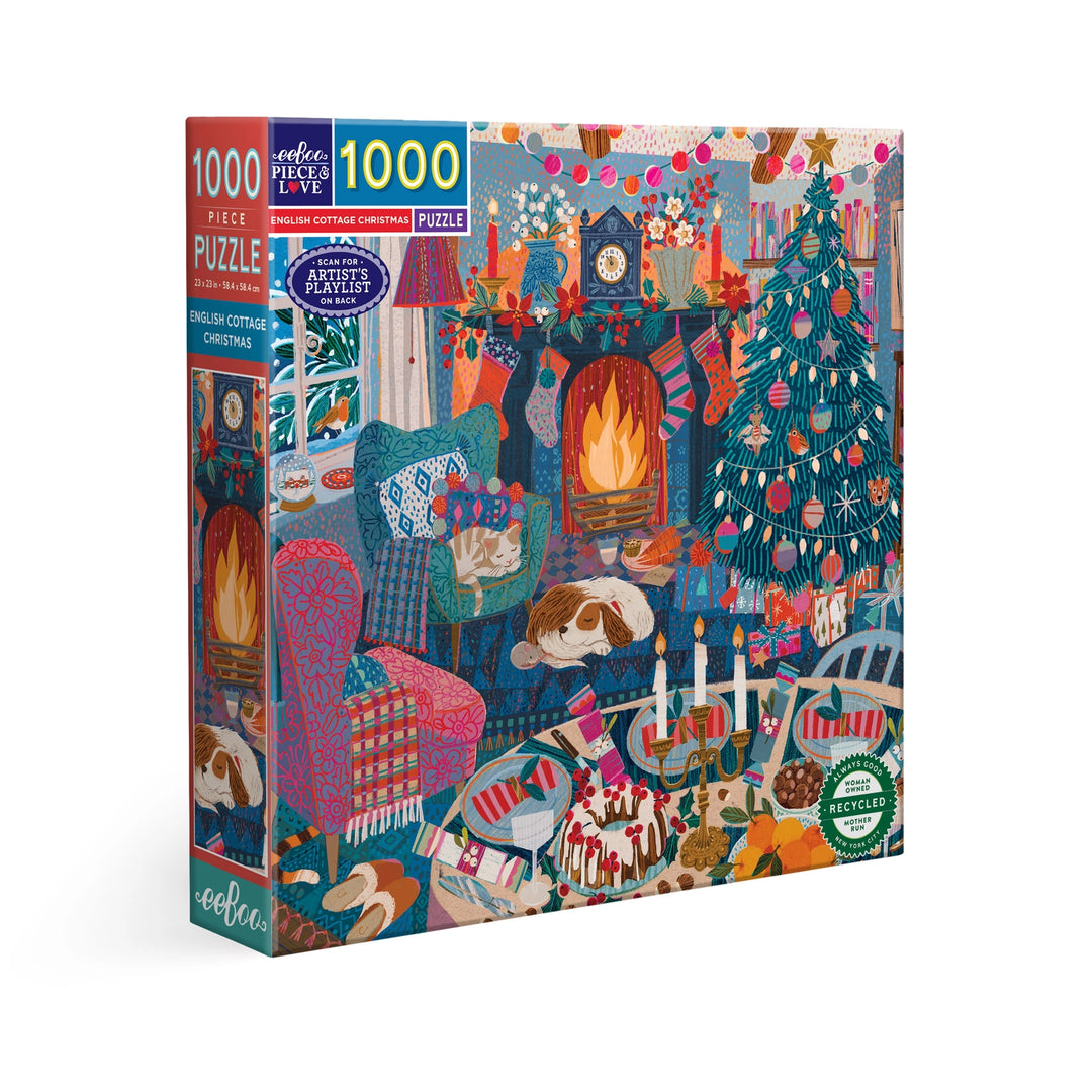 English Cottage Christmas 1000 Piece Puzzle | eeBoo