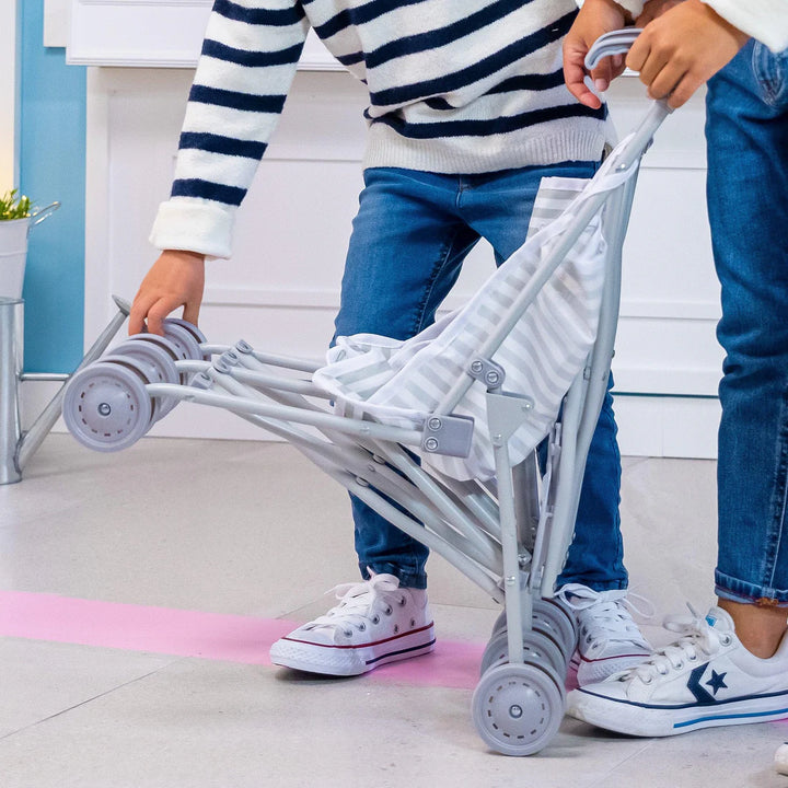 Berenguer Boutique Twin Umbrella Baby Doll Stroller - Elephant Grey | JC Toys - LOCAL PICK UP ONLY