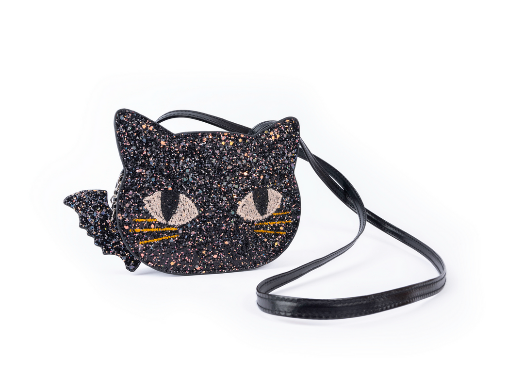 Cat's Meow Black Chunky Glitter Kitty Purse | Great Pretenders