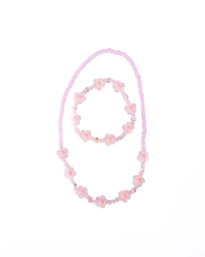 Pink Crystal Blooms Necklace & Bracelet Set | Great Pretenders