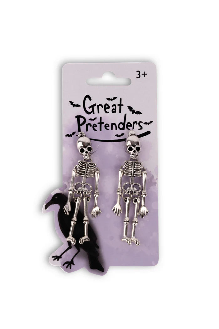 Spooky Scary Skeleton Clip On Earrings | Great Pretenders