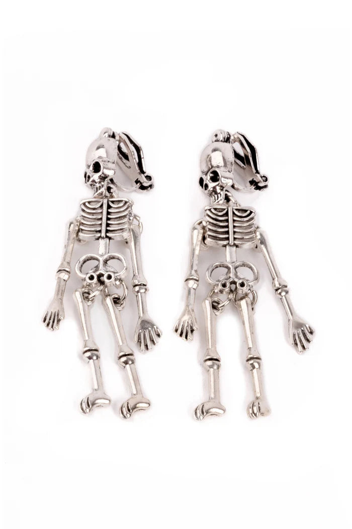 Spooky Scary Skeleton Clip On Earrings | Great Pretenders
