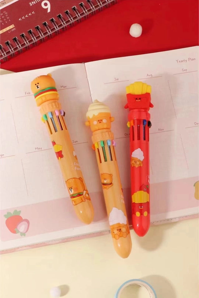 Fast Food 10 Color Retractable Ball Pen