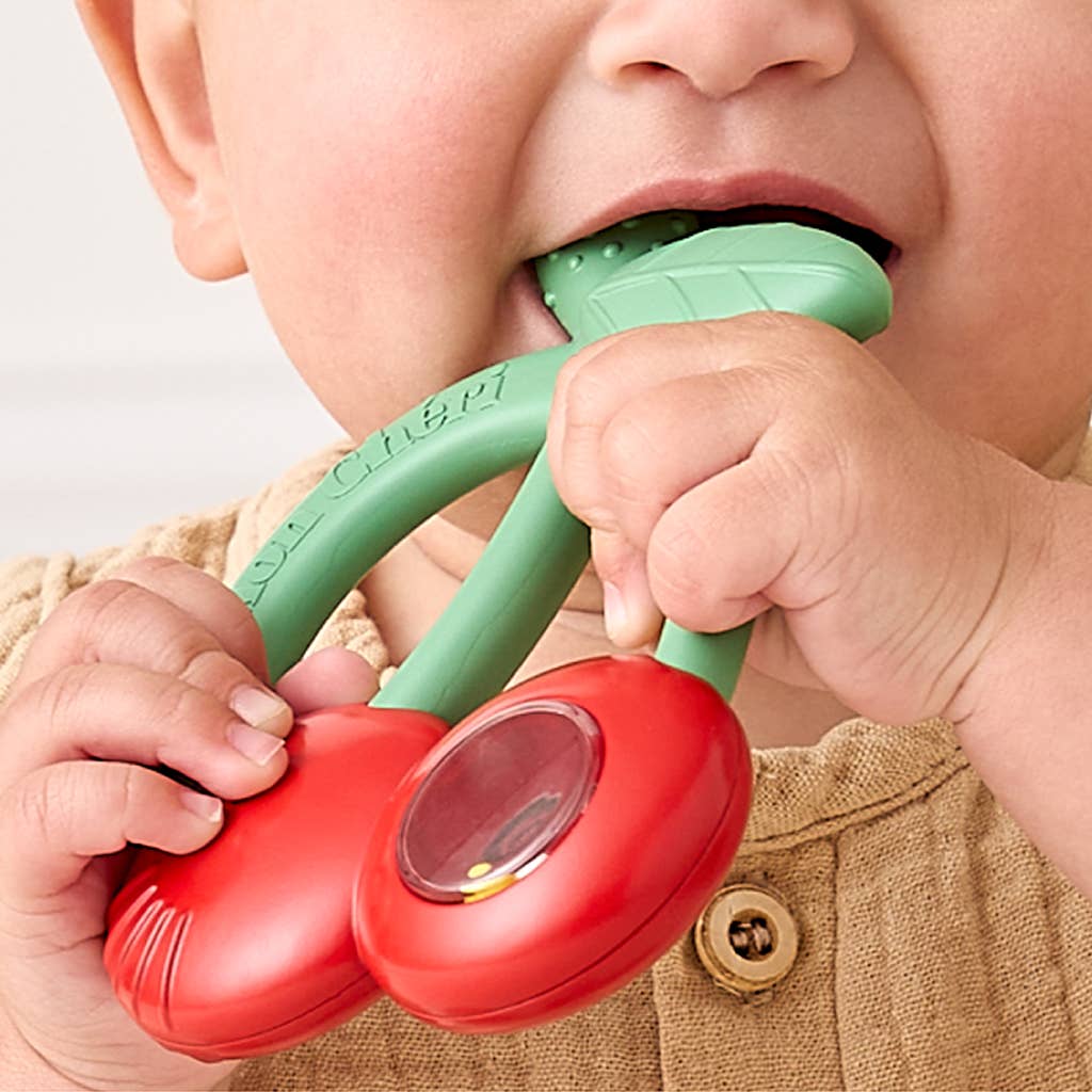 Bitzy Shake™ - Silicone Teether with Rattle - Cherry