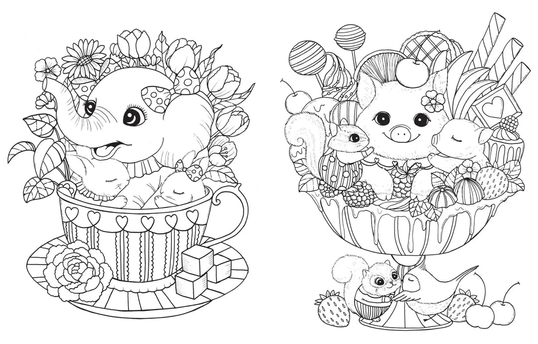 A Million Hugs & Kisses: Cuddly Cuties to Color