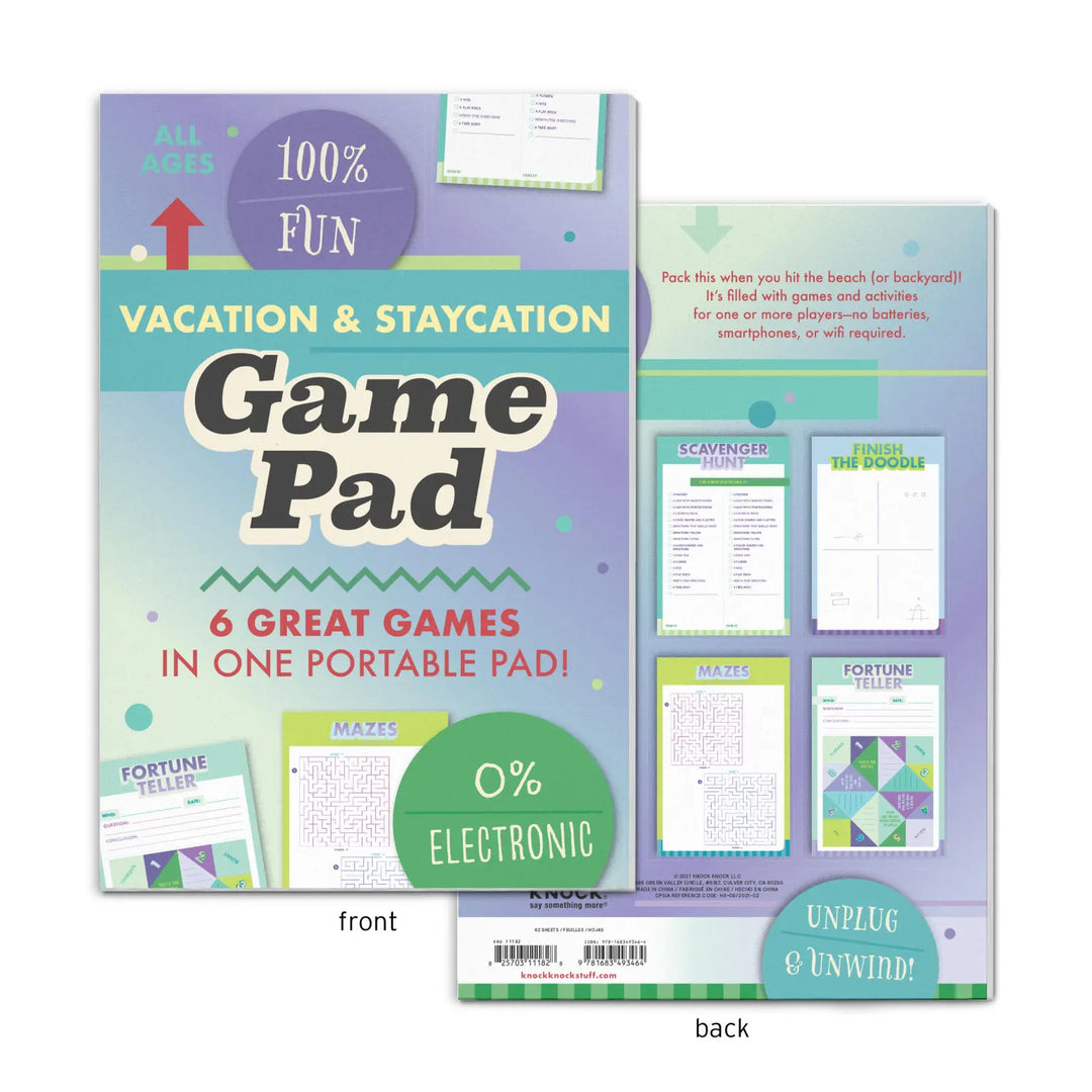 Vacation & Staycation On-The-Go Game Pad, Vacation & At-Home Activity Book for Kids