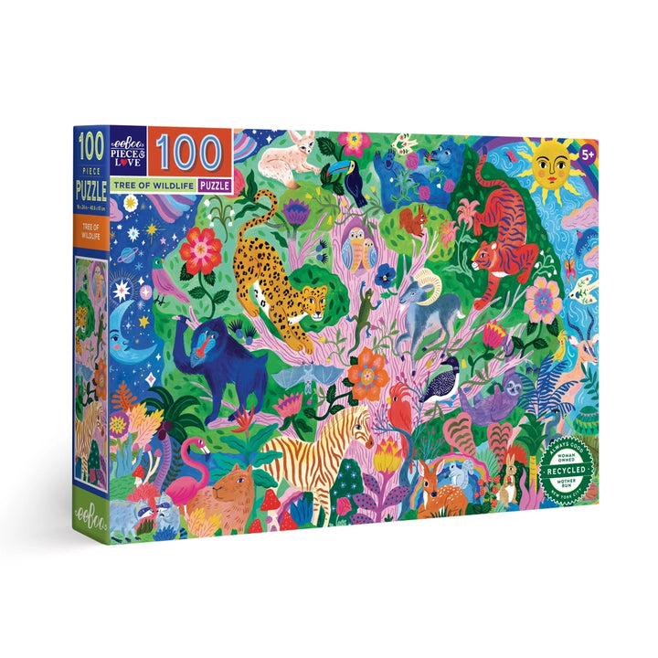 Tree of Wildlife 100 Piece Rectangle Puzzle | eeBoo