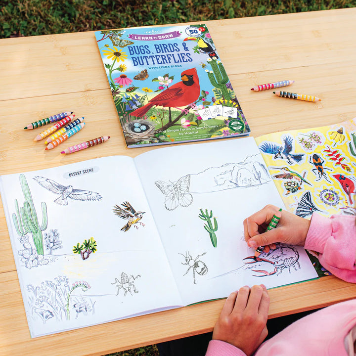 Learn To Draw Bugs, Birds & Butterflies with Stickers | eeBoo