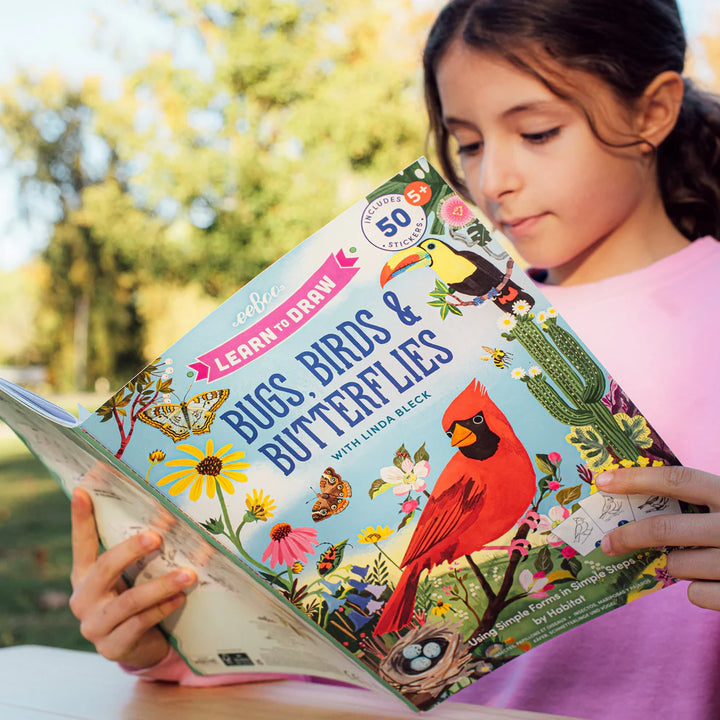 Learn To Draw Bugs, Birds & Butterflies with Stickers | eeBoo