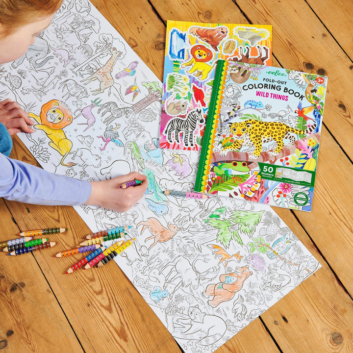 Fold-Out Coloring Book - Wild Things | eeBoo