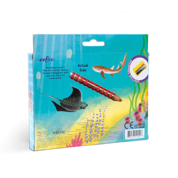 Shark Set of 12 Biggies Color Pencils | eeBoo