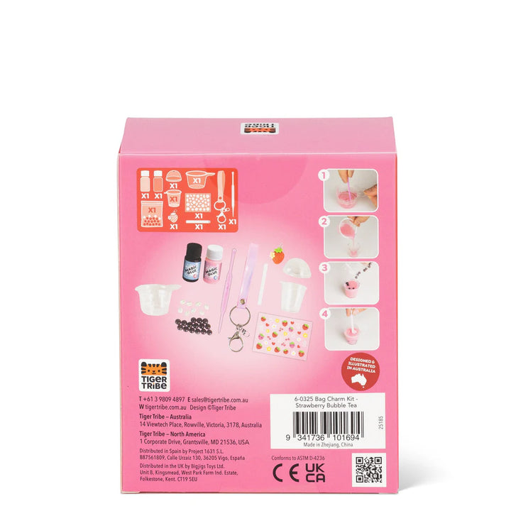 Bag Charm Kit - Strawberry Bubble Tea | Tiger Tribe