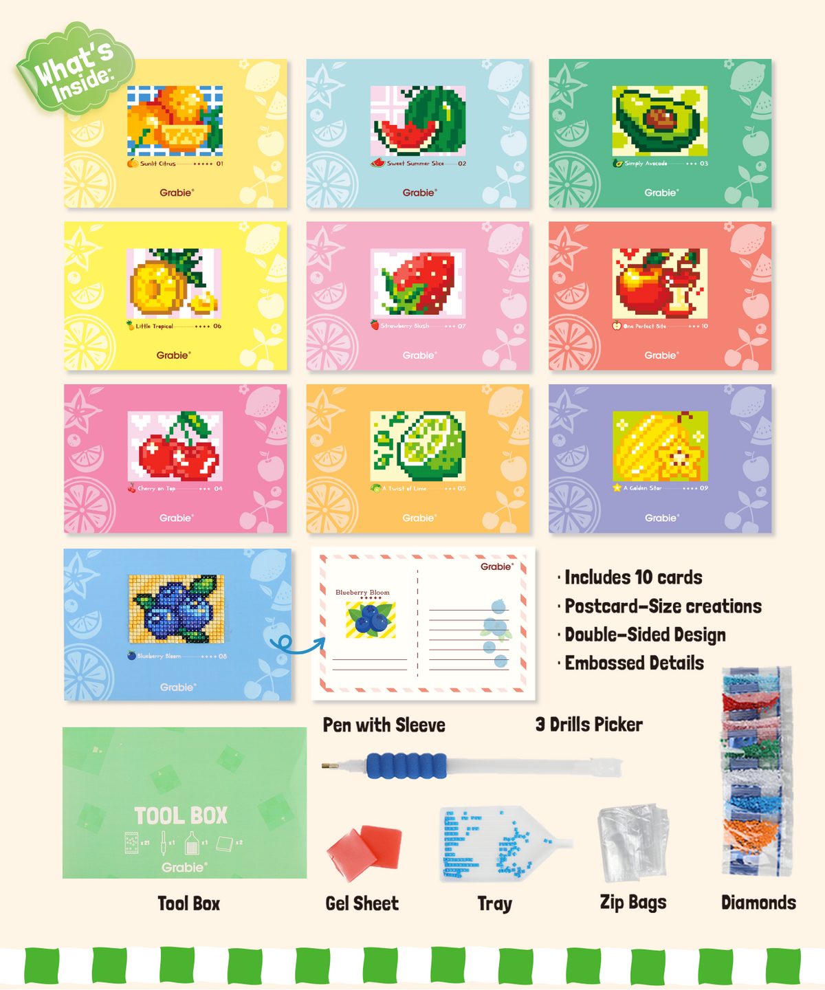 Mini Diamond Art Cards - Fresh Pickings