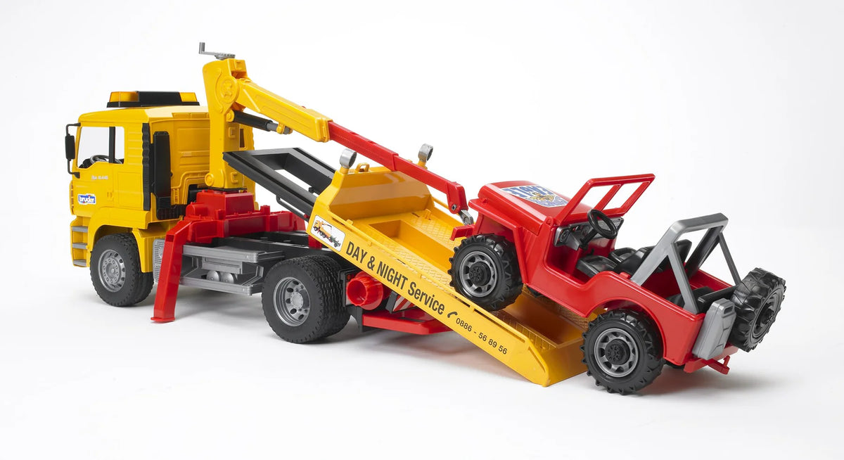 MAN TGA Tow Truck w/ Cross Country Vehicle | Bruder - LOCAL PICKUP ONLY