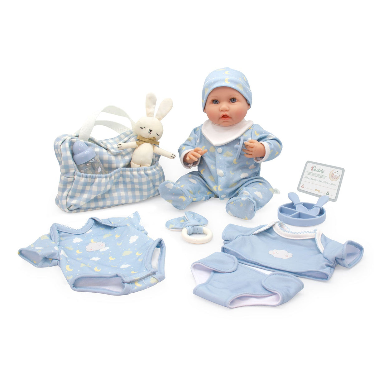 Bonbebé 15.5" Weighted Reborn Baby Doll in Blue with Real Heartbeat - 16-Piece Gift Set | JC Toys - LOCAL PICKUP ONLY