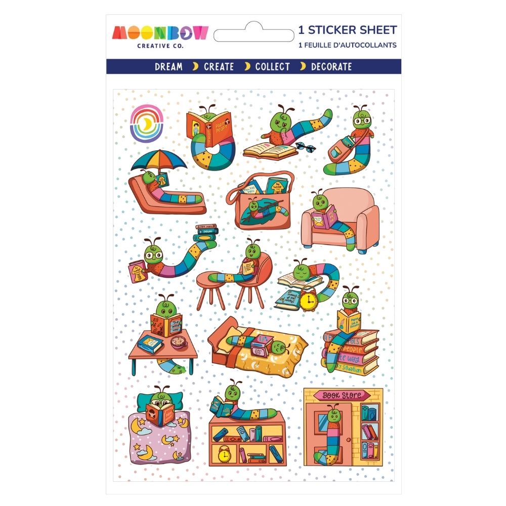Bookish Bookworms Glossy Sticker Sheet | MoonBow
