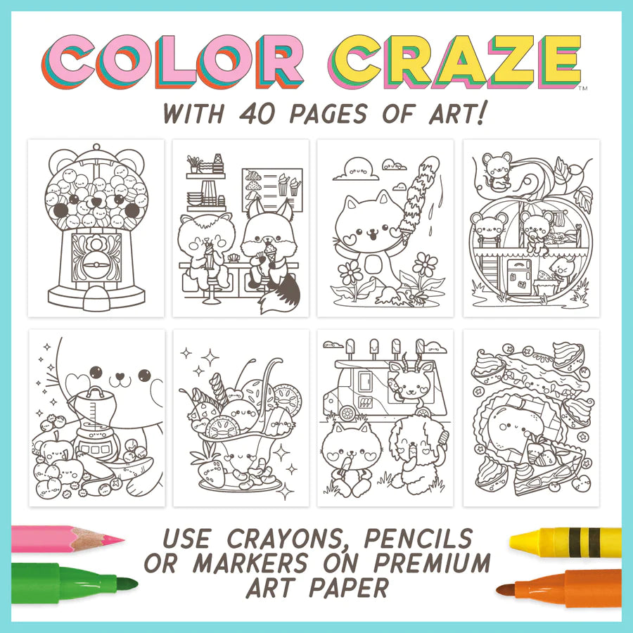 Color Craze Coloring Book - Cutie Critter Cafe | Bright Stripes