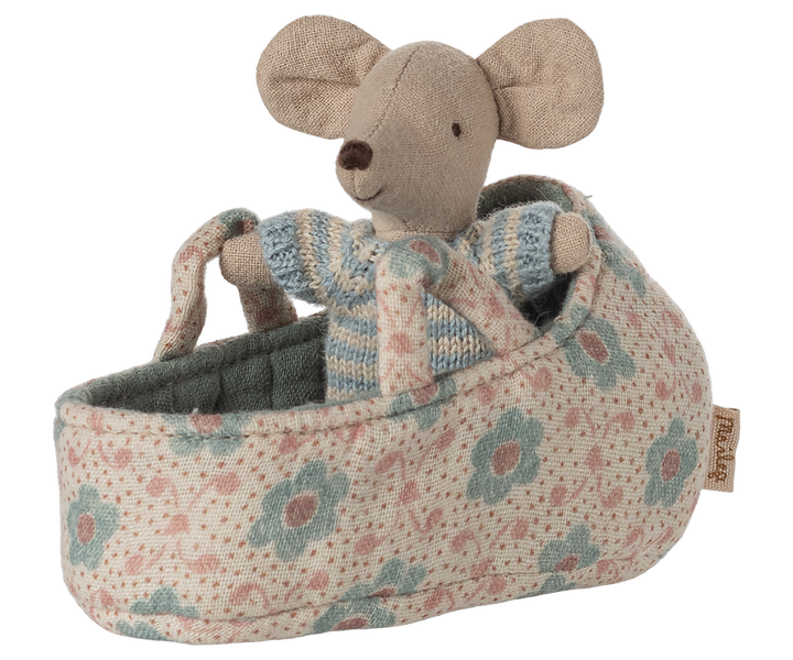Baby mouse in carry cot - Blue | Maileg
