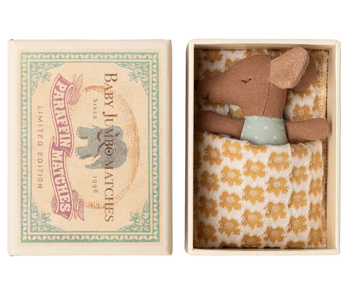 Sleepy Wakey Baby Mouse in Matchbox - Blue | Maileg
