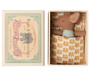 Sleepy Wakey Baby Mouse in Matchbox - Blue | Maileg