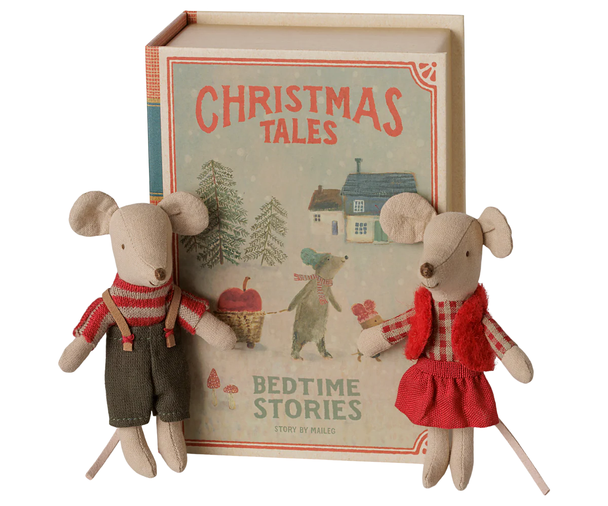 Christmas Twin Mice, Little Sister and Brother in Book | Maileg