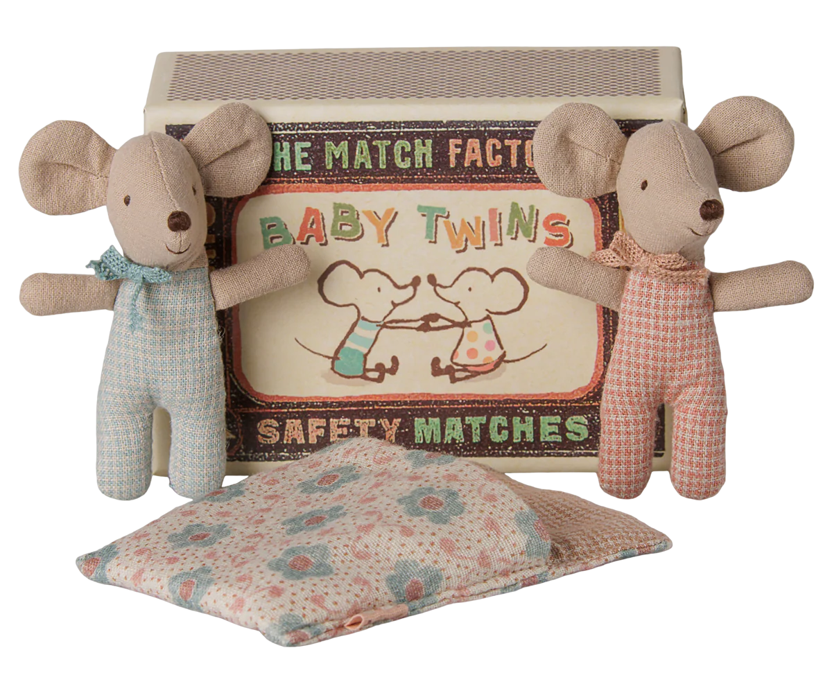 Twins, Baby mice in matchbox - Checker | Maileg