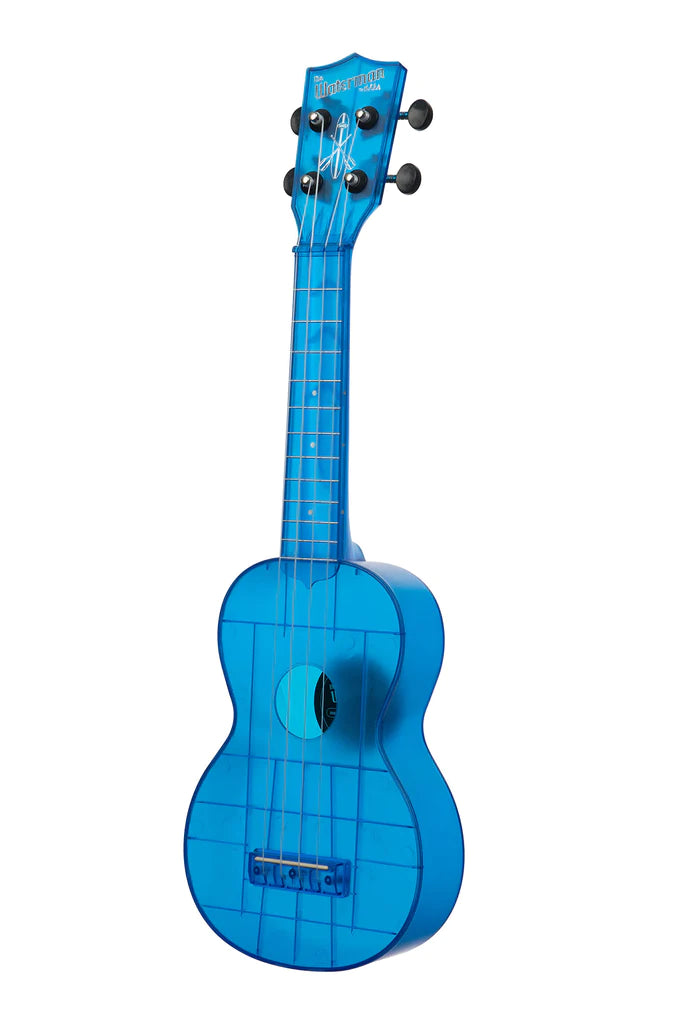 Alternate side view of Cobalt Blue Transparent Soprano Waterman Ukulele