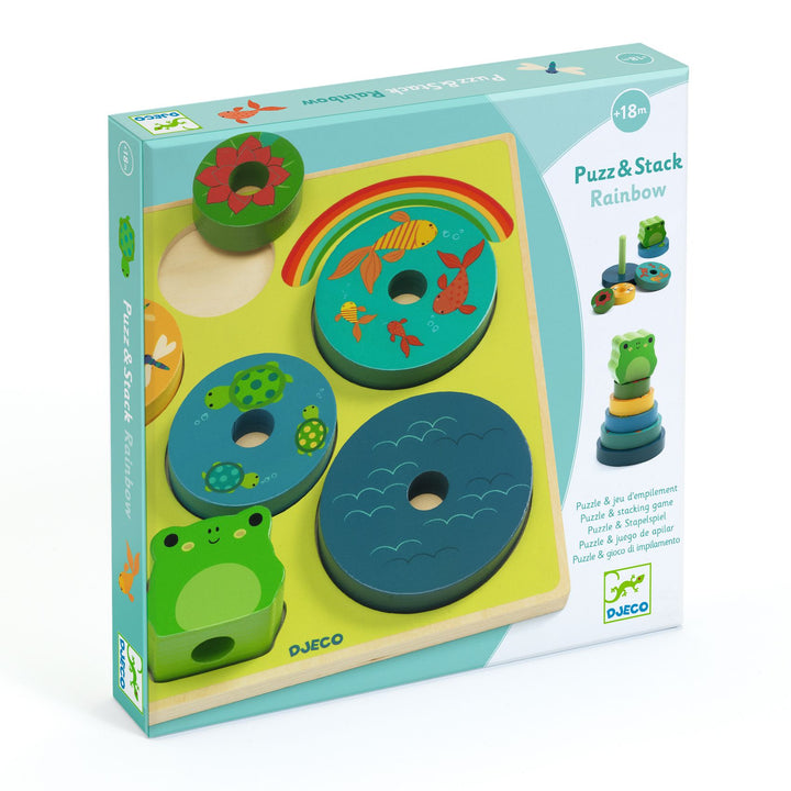 Puzz & Stack Rainbow Wooden Puzzle | DJECO