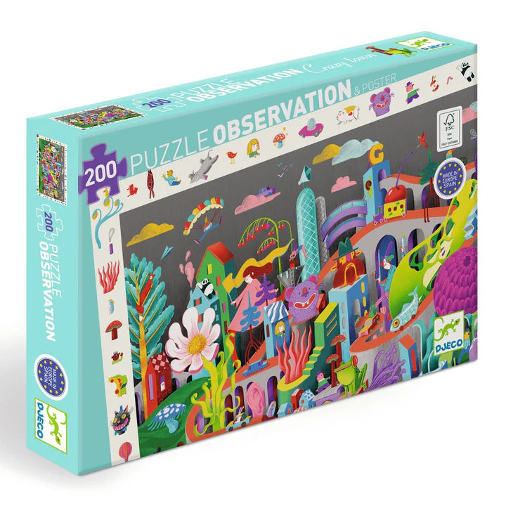 Crazy Town 200pc Observation Jigsaw Puzzle + Poster | DJECO
