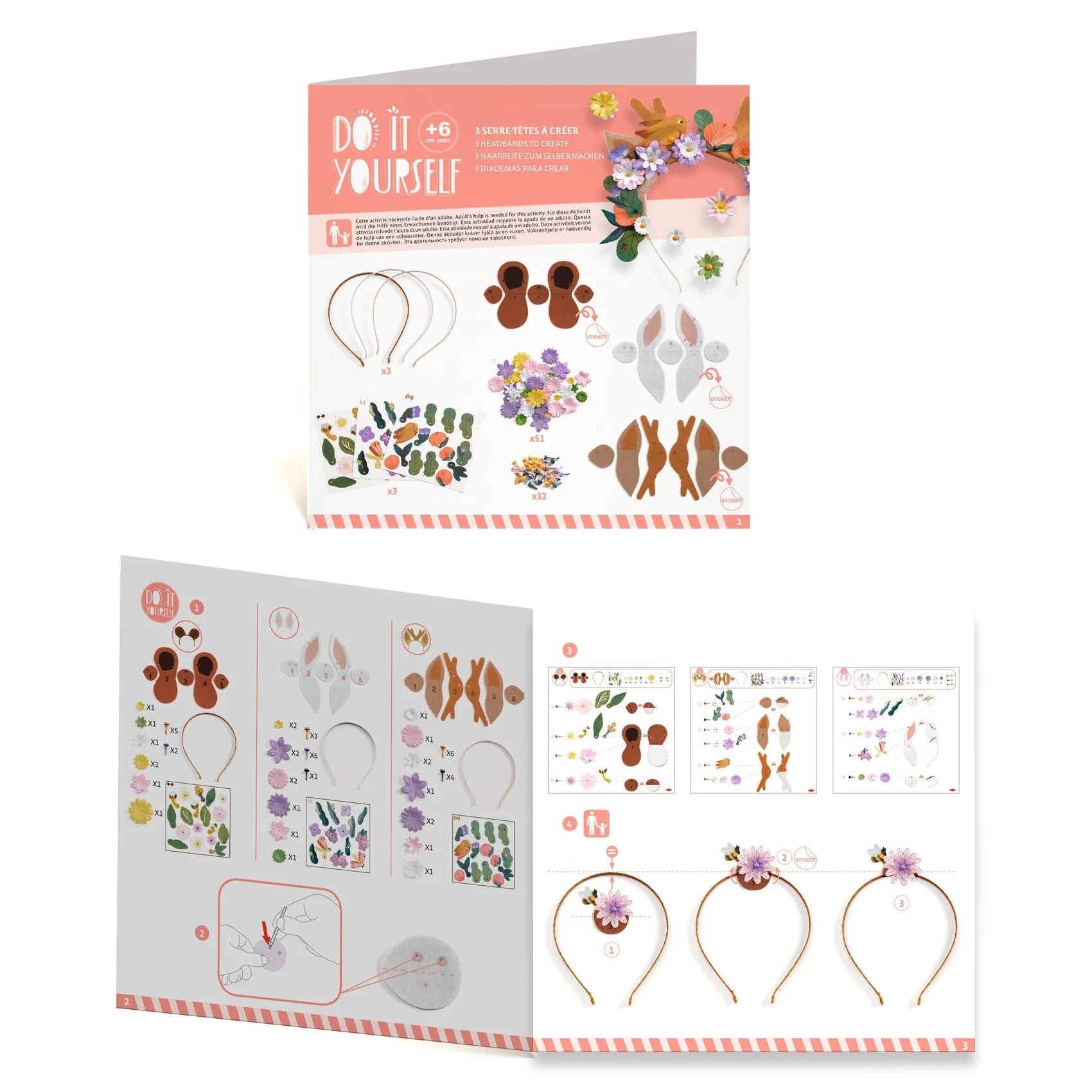 Flower Friends Headbands DIY Craft Kit | DJECO